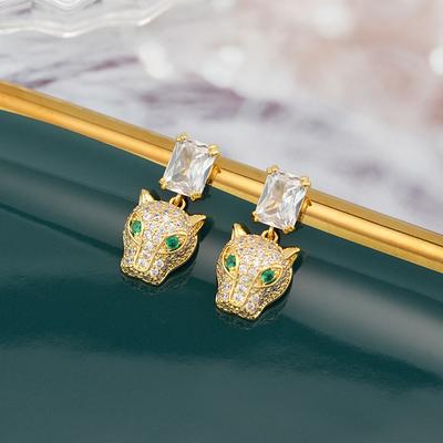 Volldiamant Zirkon Leopardenkopf Ohrringe High-End Leichte Luxus Ohrringe Exquisite Kleine Ohrringe