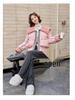 YJ6838 Women's Winter Down Jacket: Versatile Spliced Denim Lapel with Particle Fleece and 90% White Duck Down