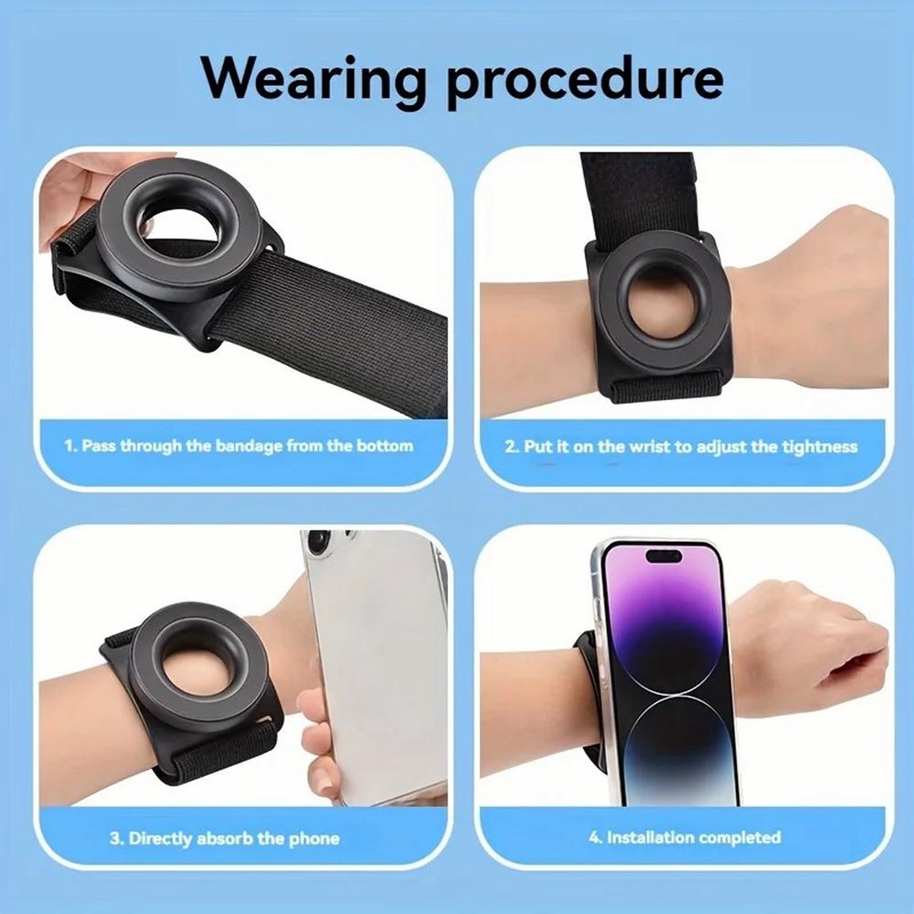 Magnetic Armband Phone Holder for iPhone 12-16 and Android Phone 360° Rotation Wristband Phone Mount