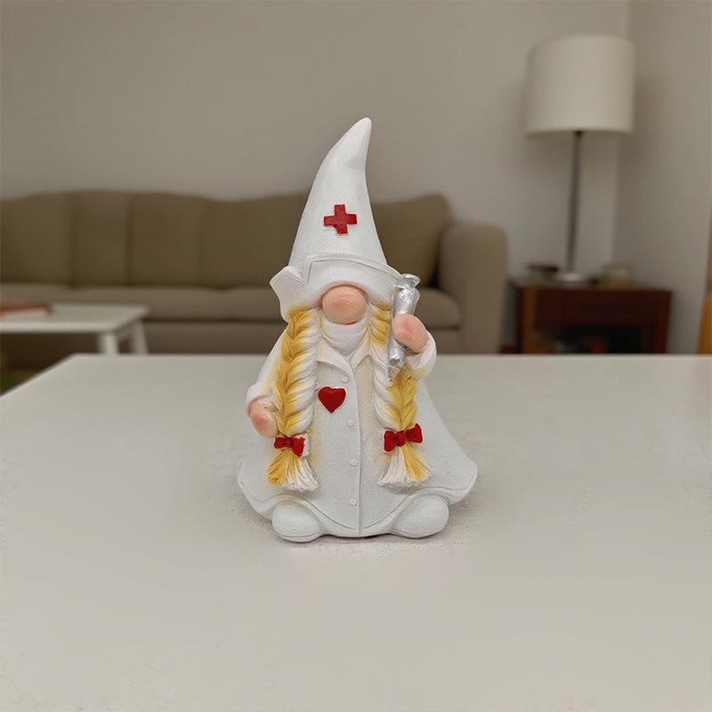 Professionell Läkare/Sjuksköterska Tomtefigur - Skrivbords- & Vardagsrumsprydnad