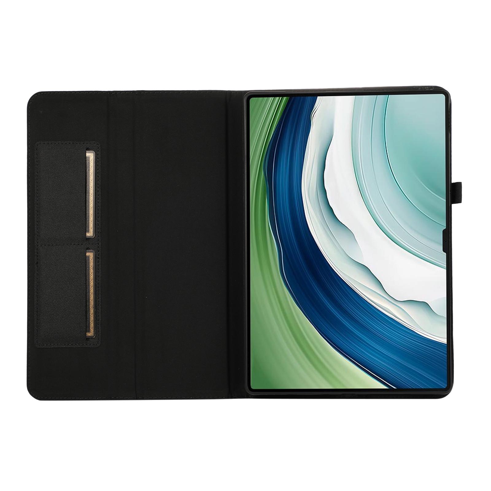 

For Huawei MatePad Pro 12.2 (2024) Leather Case Card Holder Cloth Texture Tablet Stand Cover Pink