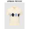 UR Women's Argyle Short Sleeve Polo Knit Top