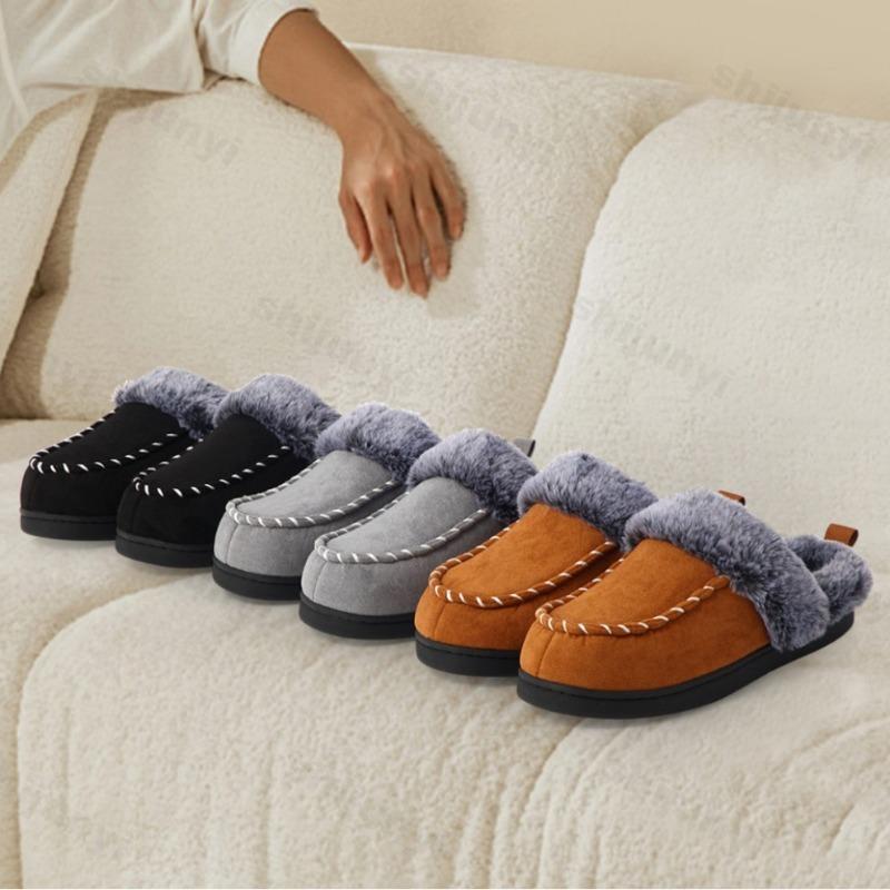 Fashion 2025 New Winter Men's Fashion Trend Retro Casual Soft Soled Plush Shoes Comfortable Warm Slip on Thick Cotton Platform Slippers