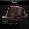 Herren Fedora Hut aus echtem Rindsleder, Herbst/Winter, Britischer Gentleman-Stil für mittlere und ältere Jahre