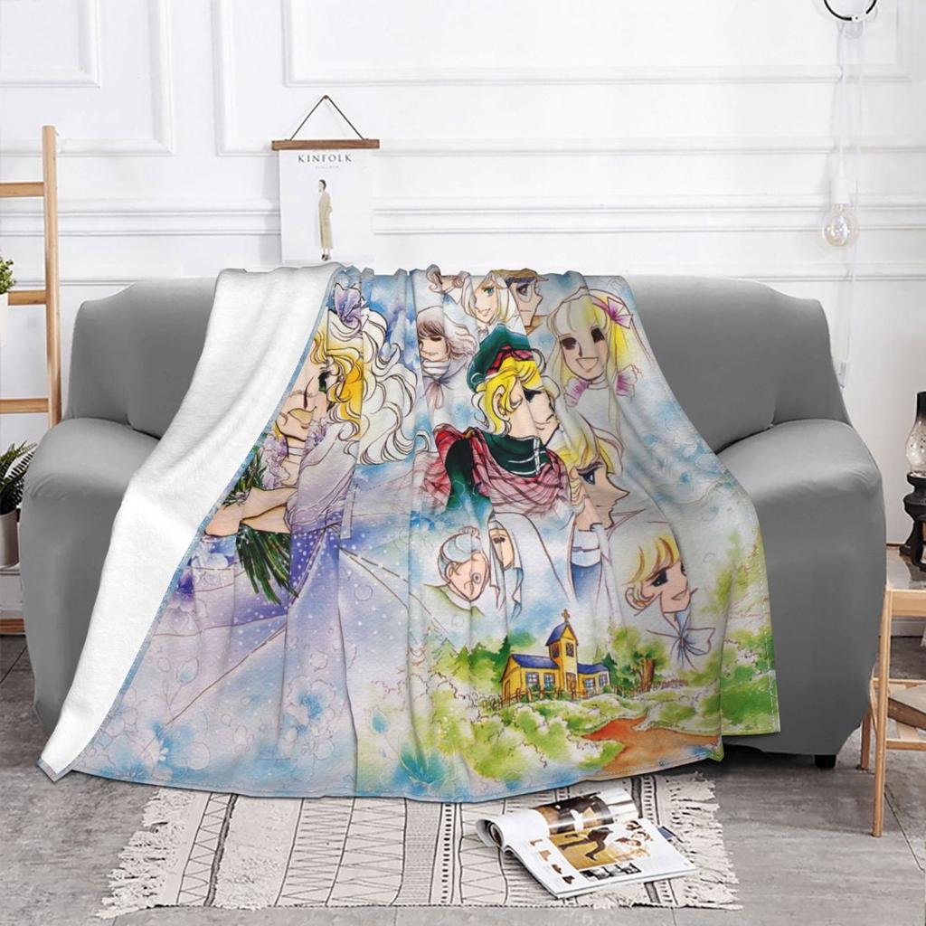 Candy Candy Anime-Deckenbezug, japanischer Anime-Flanell, Überwurf, Decken, Bettwäsche, Couch, bedruckt, weich, warm, Tagesdecke