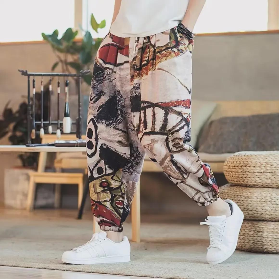 

Мужские летние хлопковые льняные шаровары в китайском стиле 2XL for 150-170 lbs