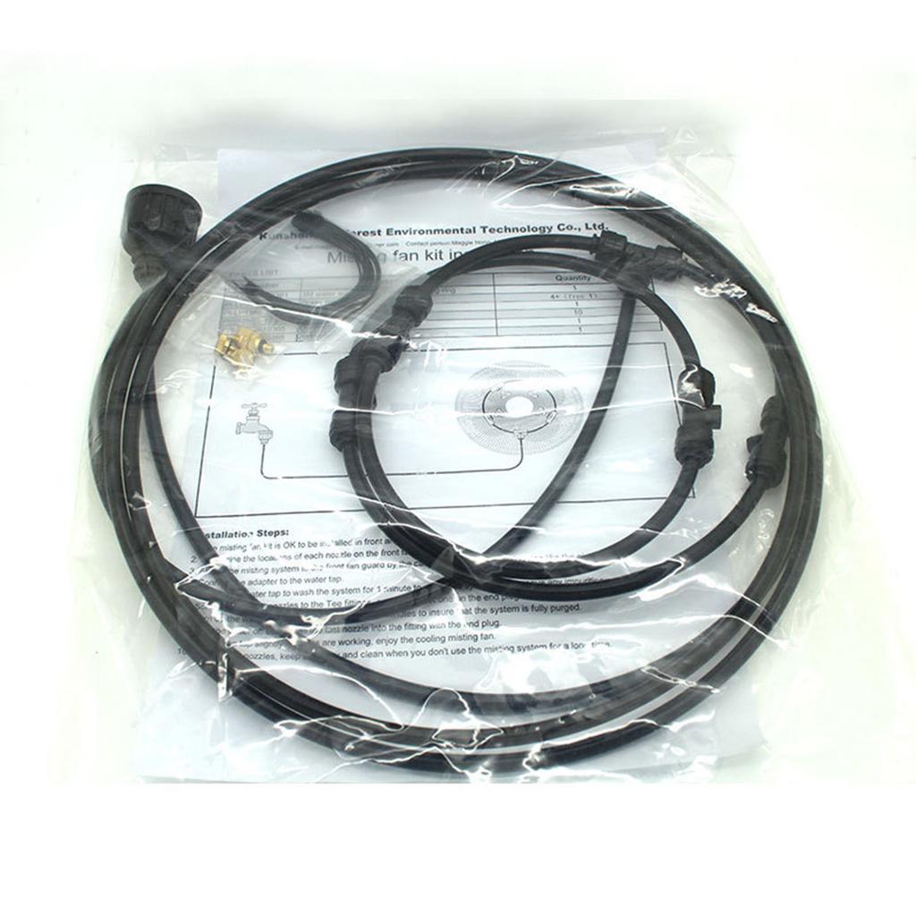 Outdoor Fan Mister Cooling System Summer Misting Kit Brass Nozzle Black with 20in Spray Ring