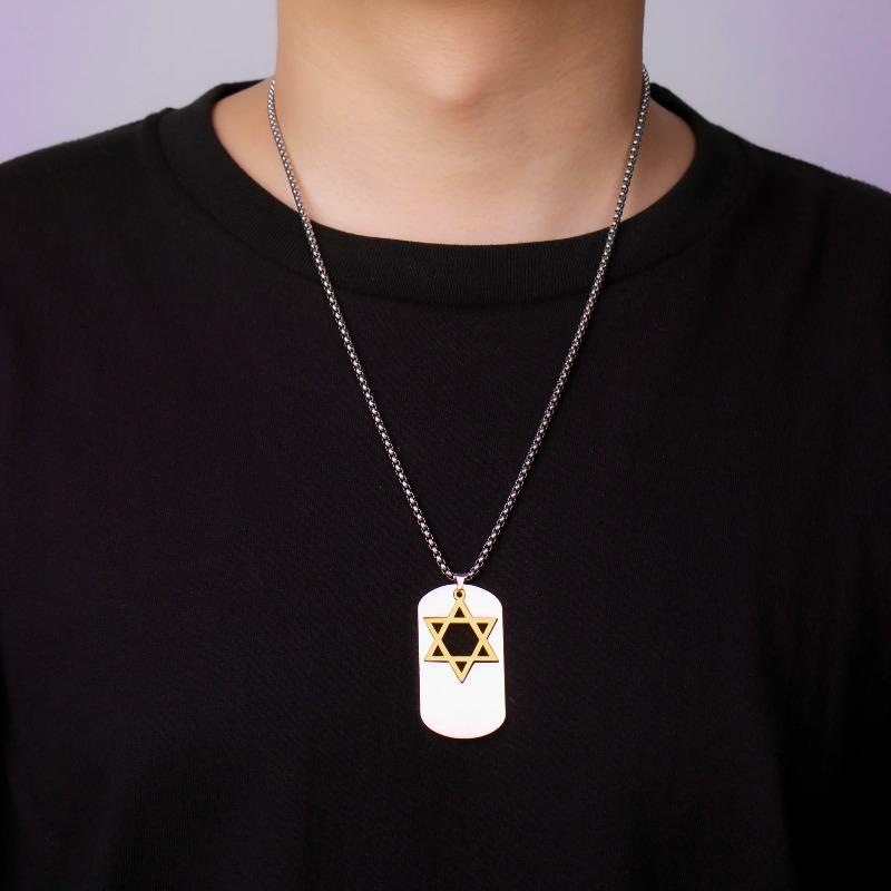 Star of David Pendant Necklace Stainless Steel Hexagon Shield of Amulets Necklace for Men Women Judaism Jewelry Gifts