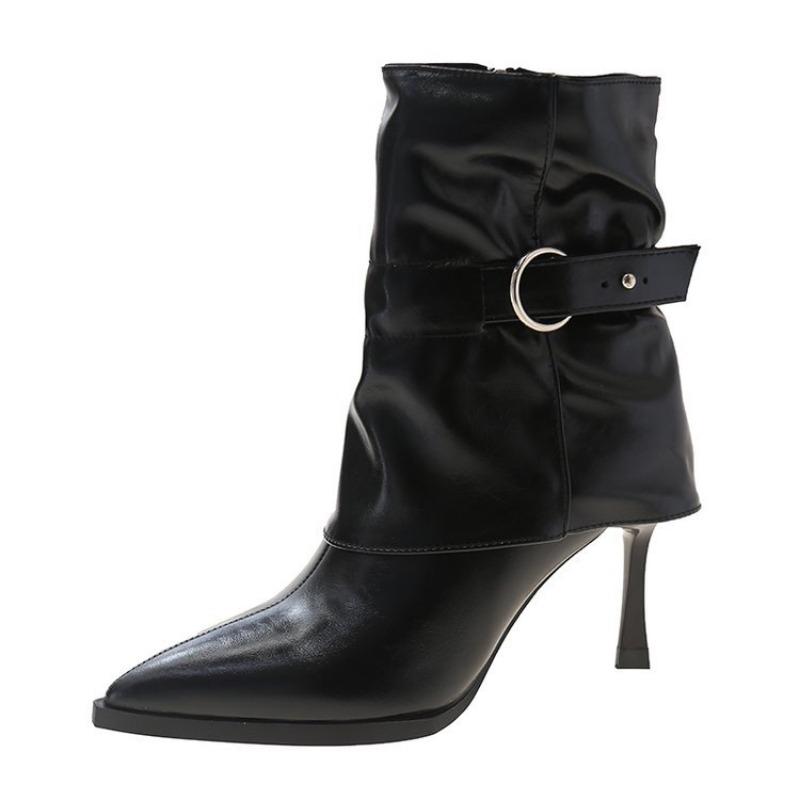 Vintage Pointed-toe High-heeled Ankle Boots, Women's Shoes
