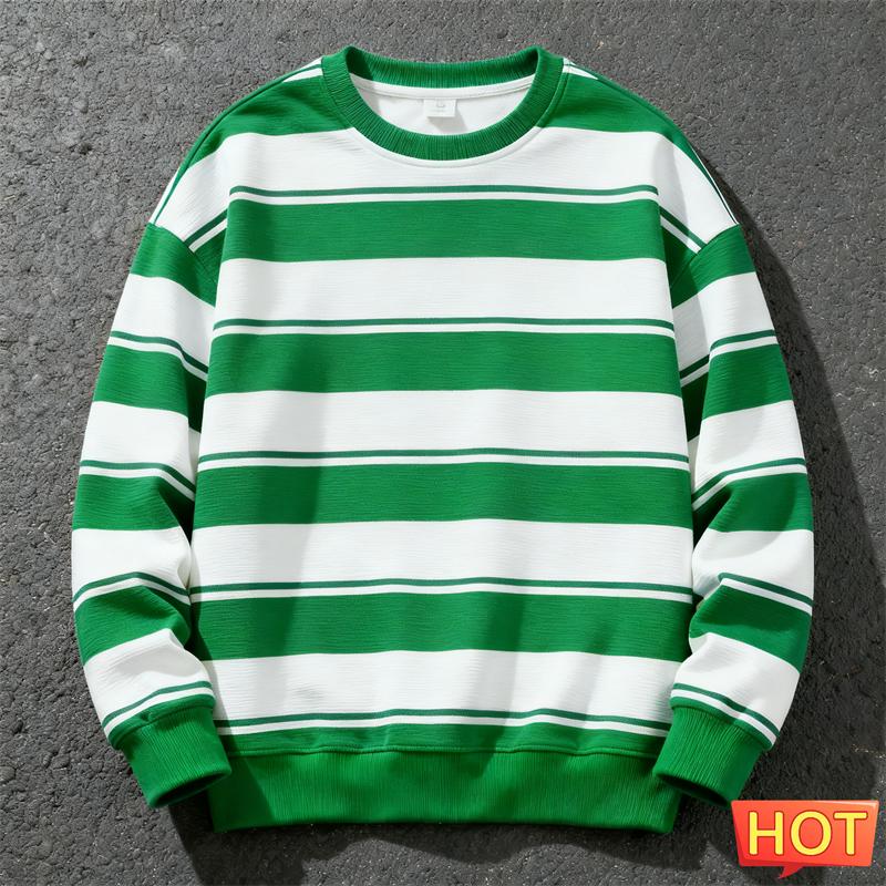 Retro Gestreifte Grafische Sweatshirts Für Herren Mode Lässig Herbst Langarm 3D Gedrucktes Hässliches Sweatshirt Locker