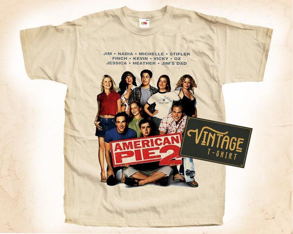 American Pie T-Shirt Tee Natur Vintage 100% Baumwolle Filmplakat Alle Größen S M L XL 2X 3X 4X 5X
