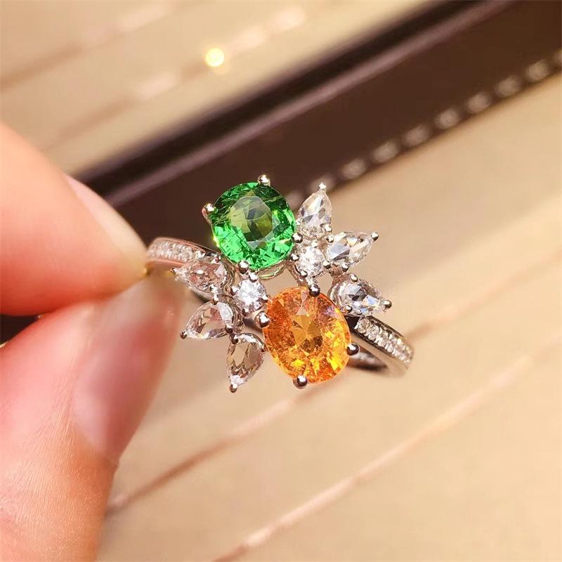 Adjustable Gem Zircon & Tourmaline Ring: Luxury Women's Colored Diamond Statement Piece
