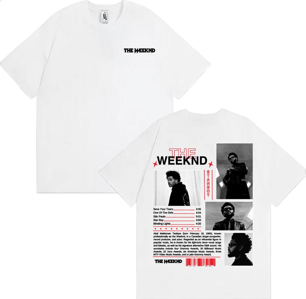 Rapper The Weeknd Starboy Album Cover T Shirt Unisexs Clothing Harajuku Punk Hip Hop Tshirts Unisex 100 Cotton Short Sleeve Tshirt