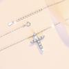 Women's Retro Moissanite Cross Pendant Necklace, S925 Sterling Silver Clavicle Chain