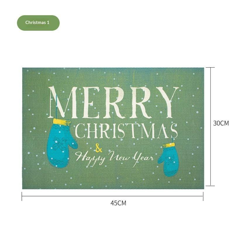 Christmas Cartoon Placemat PVC Table Mat, Thermal Insulation Mat, Waterproof and Non-slip Coaster, Home Furnishing Hotel Tableware