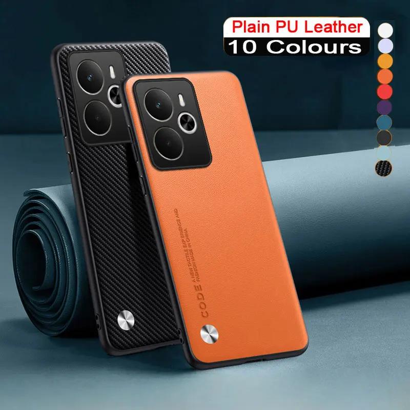 Einfache PU-Leder Handyhülle für Realme 14 5G 14T Matte Hülle Silikon Stoßfest Weiche Kante Rückseite für Realme 14Pro Plus 14X