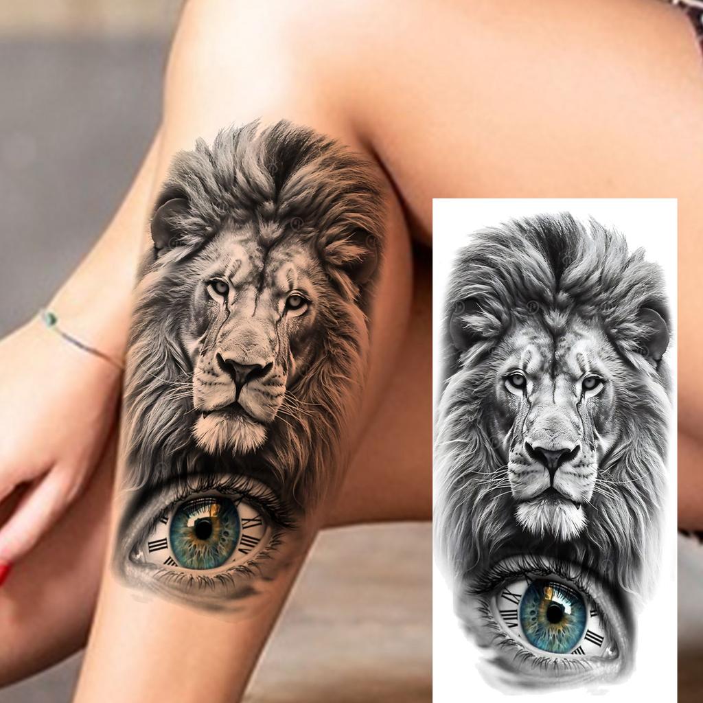 1 Sheet Creative Lion Tiger Family Temporary Tattoos Realistic Eagle Owl Animals Tatoos Waterproof Fake Tattoo Sticker Last Long