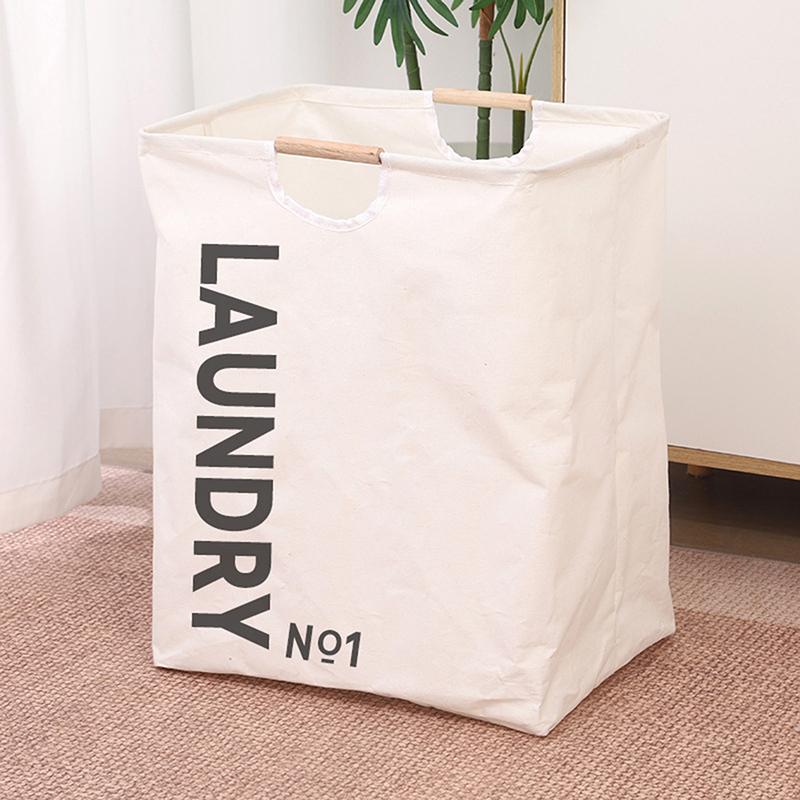 Large Capacity Waterproof Laundry Basket Cotton Linen Dirty Clothes Basket Home Organizer Bucket Foldable Sundries Storage Bag