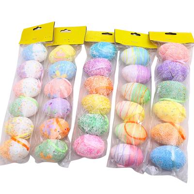 6 יח'\סט ביצי פסחא בצבעים עזים ביצי פסחא קל משקל ביצי סימולציה עם חבל לשימוש חוזר בעצמך