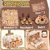 24Pcs capybara canvas pencil case, with doll & stickers, large layered school stationery pouch
