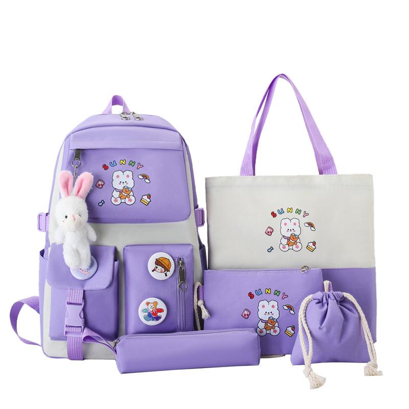 Zaino Kawaii Leggero Da Donna: Nylon Impermeabile, Capiente Per Laptop 15.6 Pollici, Con Ciondolo Incluso, Borza Viaggio Quotidiano