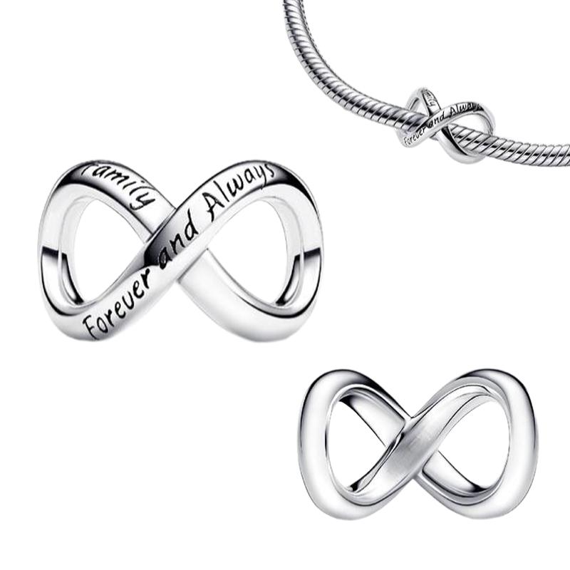 New Original Copper Charms Lucky Infinity Symbol Heart Beads Pendants Fit Bracelet Necklace Diy Jewelry Gift