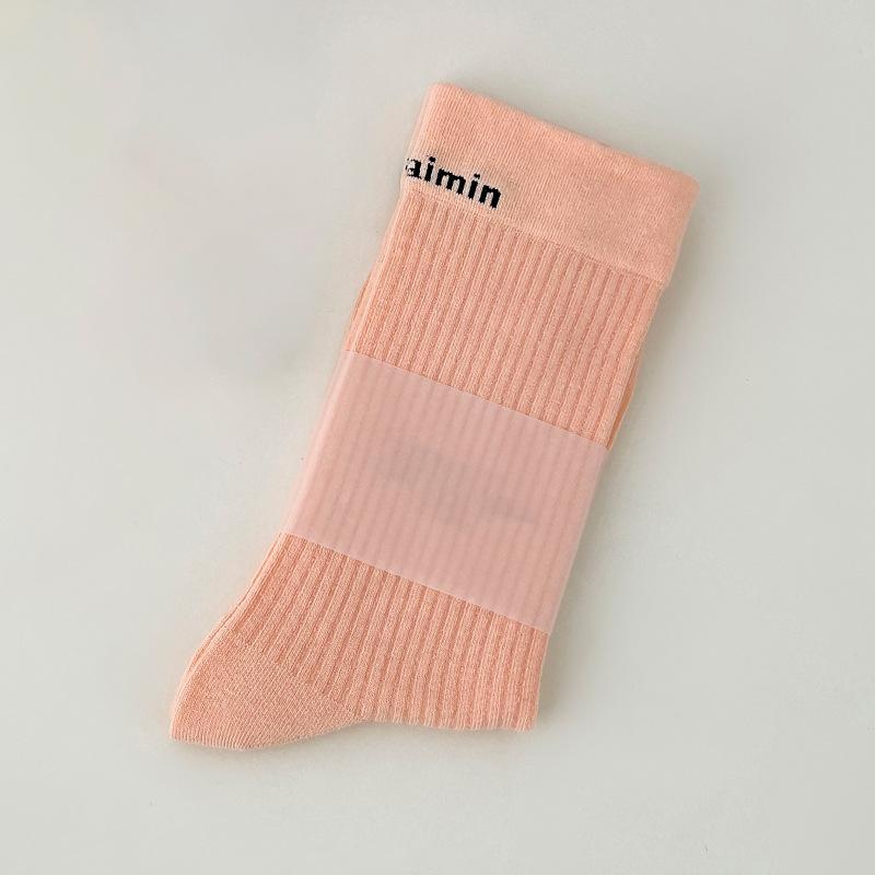 Female Spring and Autumn Macarone Solid Color Anti Pilling Sports Tall Cotton Socks