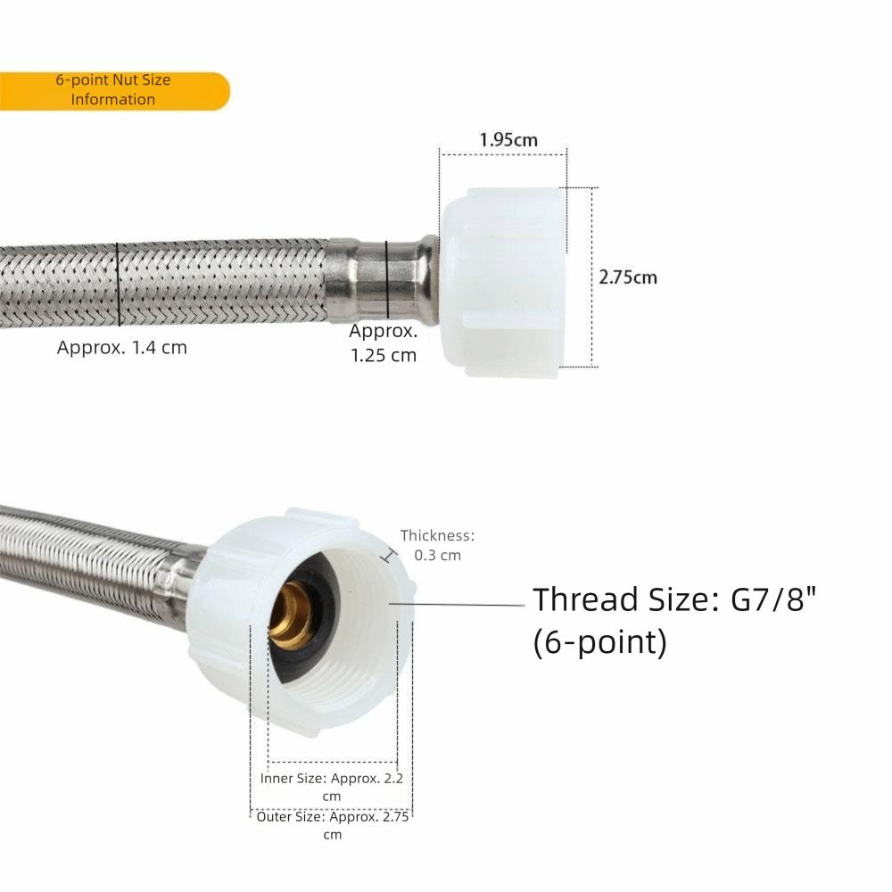 30/40cm Corrugated Water Hose Explosion-proof Large Flow Hot and Cold Water Faucet Inlet Hose Stainless Steel