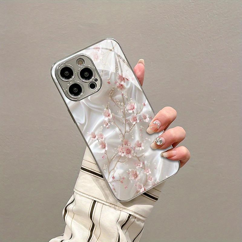 Art Luxe Bloemig Patroon Gegalvaniseerd Zilveren Telefoonhoesje Voor Samsung Galaxy S25 S24 S23 Ultra Plus FE Gehard Glas Cover