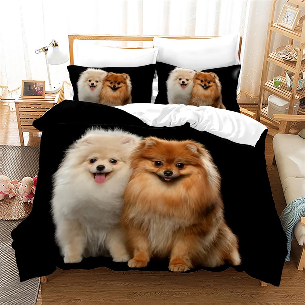 3D Dog Printed Duvet Cover Set King Queen Full Size Kids Teens Boys Bedding Set Black Cute Pet Puppy Polyester Comforter Cover