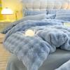 Plush Four Piece Set Double Sided Warm Coral Fleece Quilt Cover Winter Thickened Soft Bed Sheets Pillowcases Bedding Products