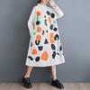 New Loose Large Size Printing Splicing Casual Simple Sweet Long-sleeved Dresses