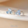 Blue Iris Sterling Silver Stud Earrings: New Sweet Flower Design for Women