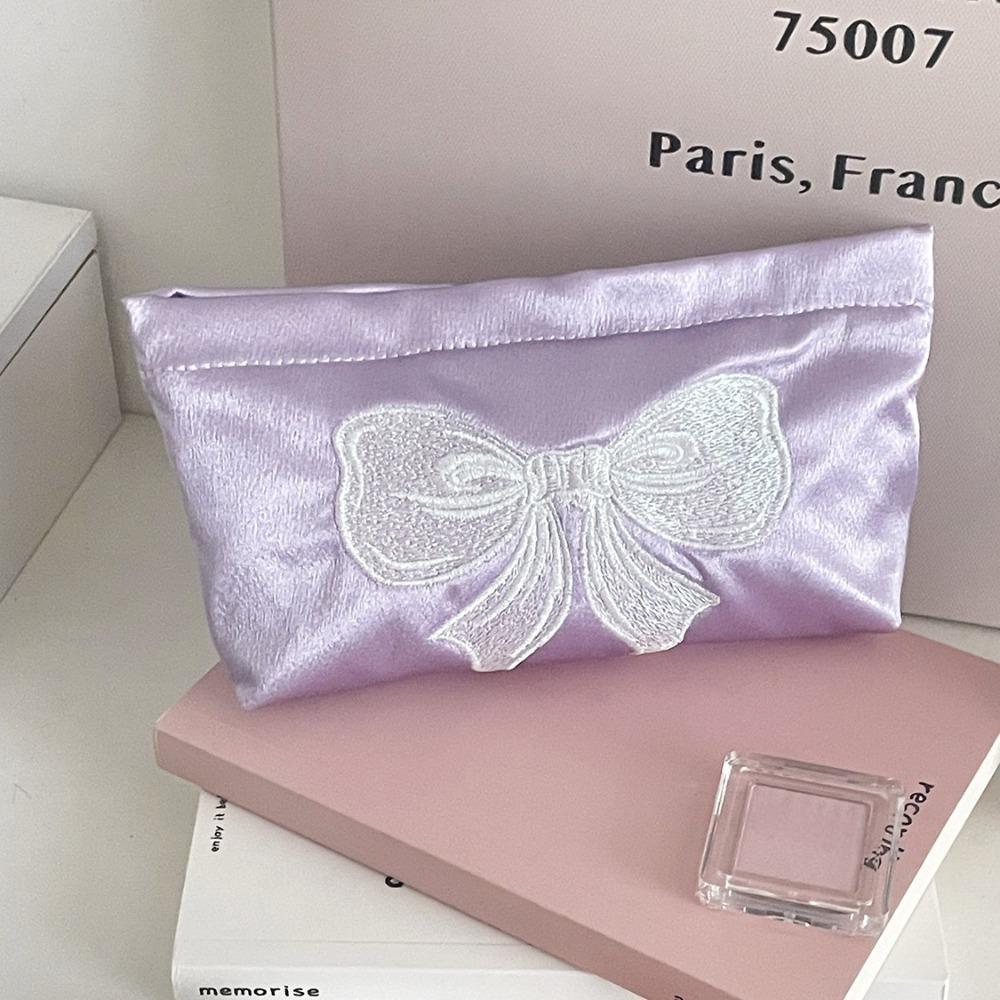 Handle Pearl Color Silks Cosmetic Container Portable Lipstick Makeup Organizer  Travel Purple-M