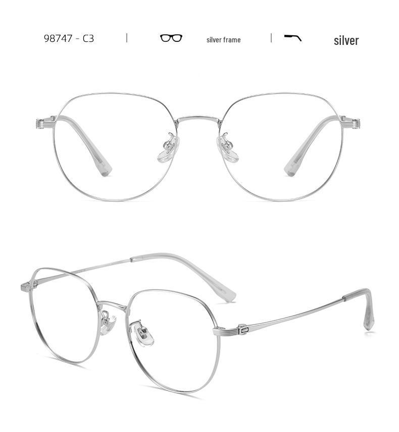 New Women's Slimming Pure Titanium Polygon Eyeglass Frame (53mm) - Fashionable and Versatile 