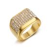 Trendy Nightclub Hip Hop Ring Stainless Steel Gold Plated Full Diamond Men's Ring