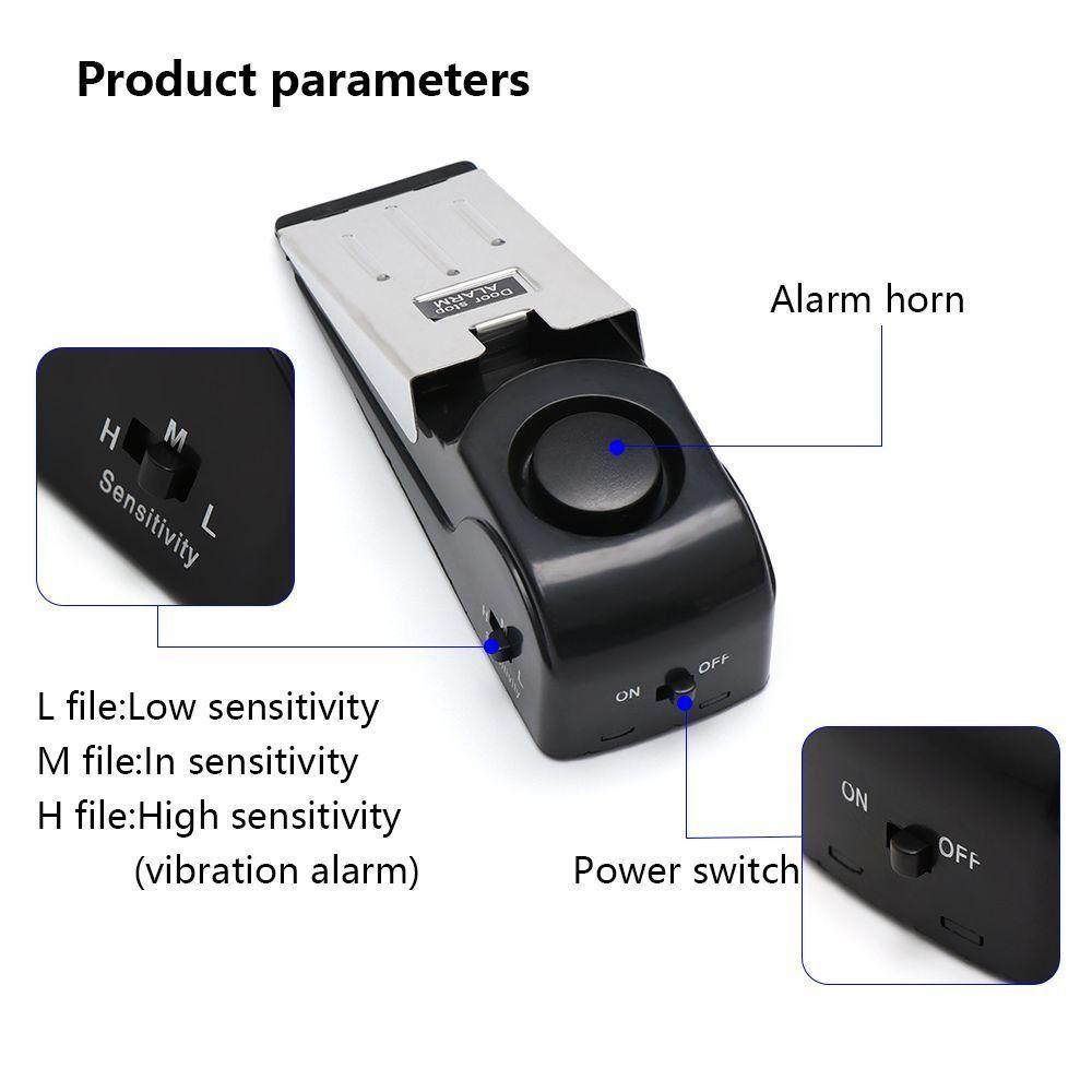 120 dB Dop de ușă Articole de securitate Antifurt Alarmă de efracție Blocator de ușă durabil