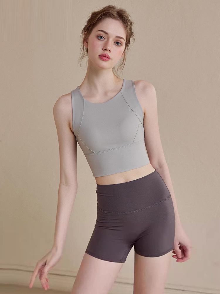 Sutiã esportivo à prova de choque feminino: Top Regata de Alta Intensidade, Anti-Flacidez, com Bojo Fixo, Estilo para Corrida e Fitness no Verão