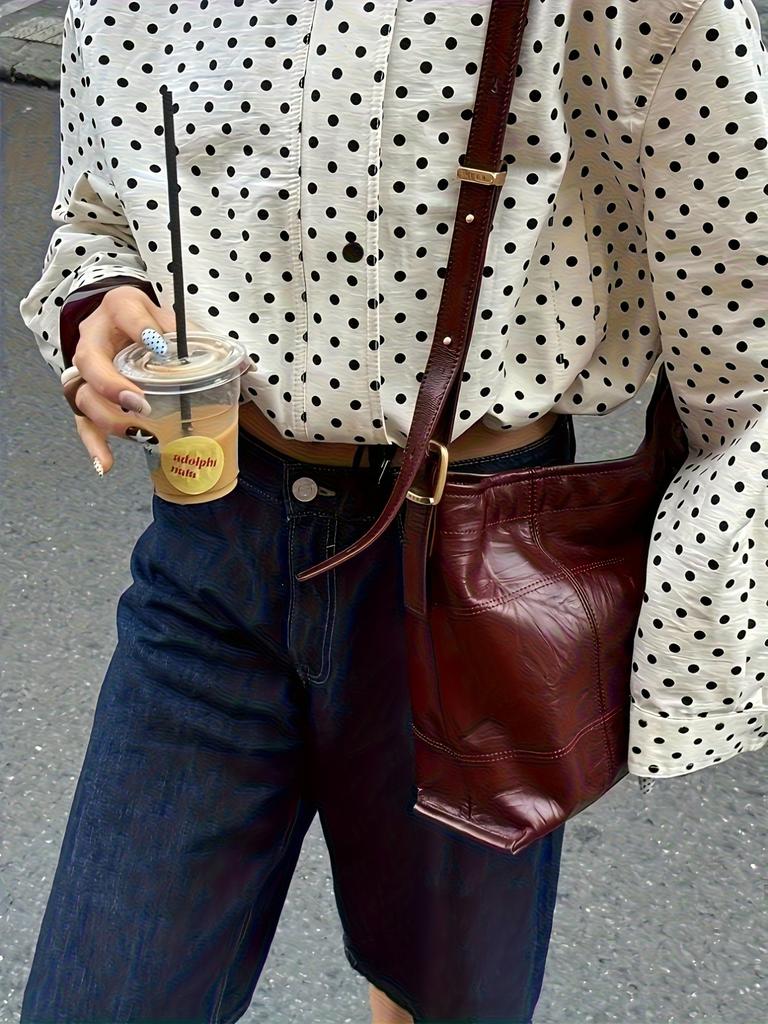 Women's Casual Jacket with Random Printed Polka Dot Jacket for Spring and Autumn New Styles, Comfortable and Versatile, Girlish Style Fashion Jacket