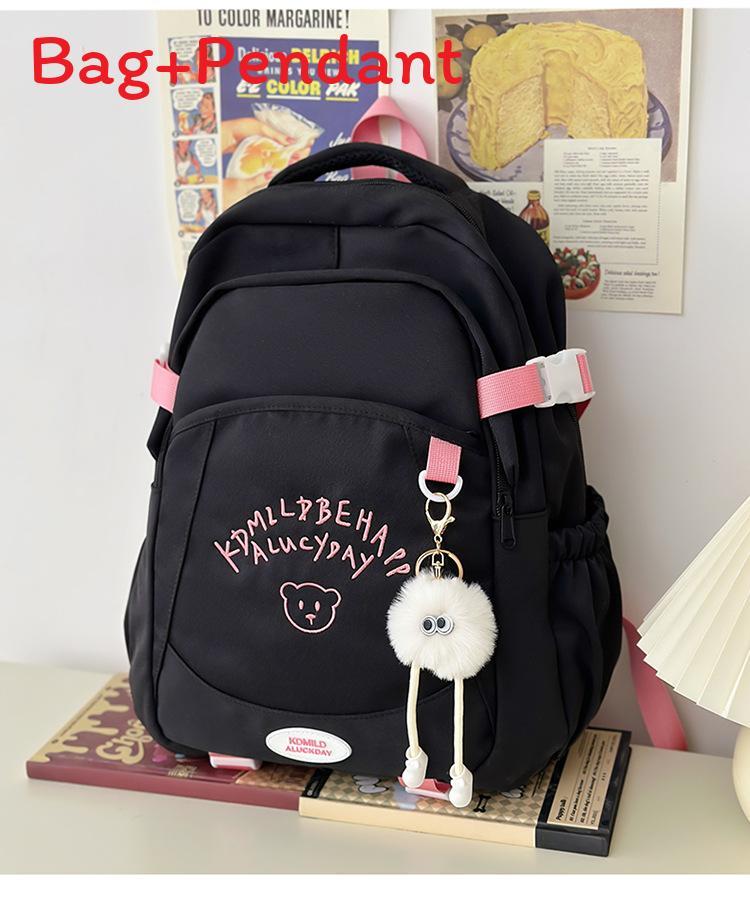 

Girl Travel Backpack With Embroidered Letters Wateproof Nylon School Bag For Teens чёрный