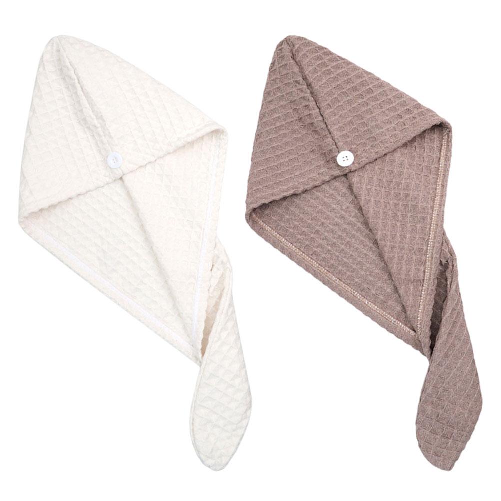 

2 Pcs Quick Dry Hair Turban Water Absorbent Caps Drying Wraps Supple Shower Hat Hair Tool Bath Towel Home Textile Accessories 65x25cm