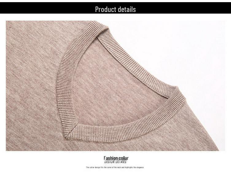 Men's Wool V-Neck Sleeveless Sweater - Solid Color Business Casual Knitwear for Spring and Autumn
