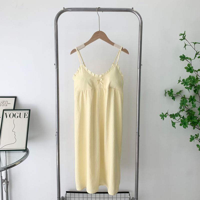 Women's Nightdress with Suspenders Nipple Coverage 2024 Summer New Arrival Sweet Soft National Style Clouds Cotton Padded Cotton Silk Skirt