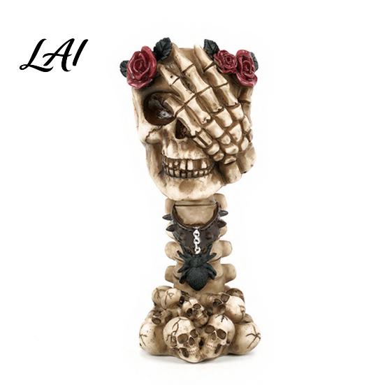 Skull And Rose Sculpture Hear No Evil Speak See Evil Vase Resin Ornament with Dark Themed Home Decor Decor Halloween Gothic Skeleton Display