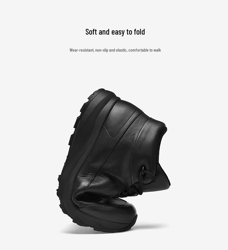 Men's Winter High-Top Velvet-Lined Outdoor Hiking Boots - Anti-Slip, Breathable, Large Size, Versatile Leather.