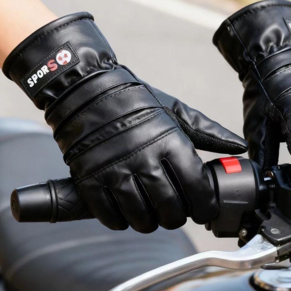 New PU Gloves Windproof Coldproof Warm Gloves Warm Skiing Gloves Gift