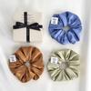 VILLA DE SILK High Density 100% Silk Scrunchie ( Light Khaki/ Camel / Vintage Blue )