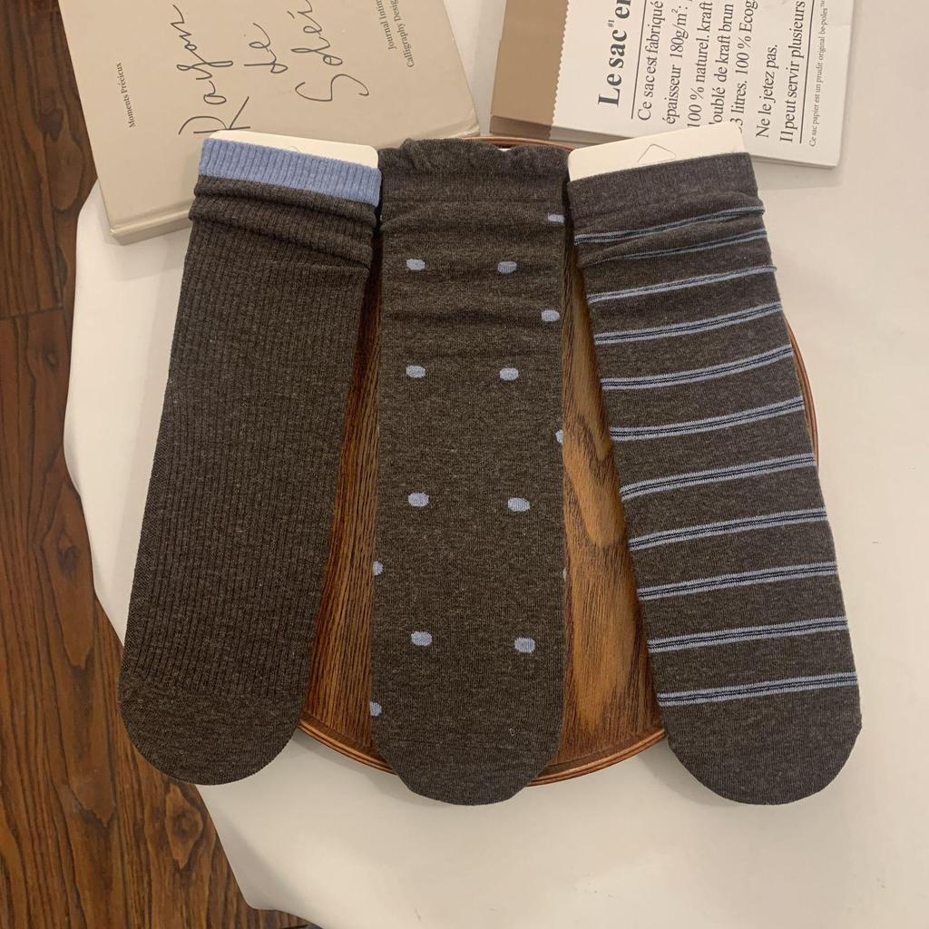 Women's 2025 Winter Wool Socks: Striped & Polka Dot, Plus Velvet, Thickened Mid-Calf Style.