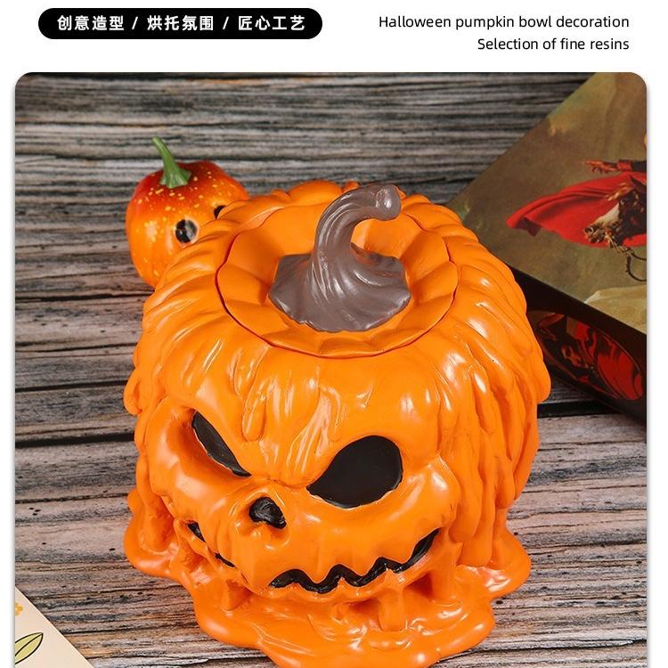 NEW Halloween Creativity Fun Pumpkin Head Ornament Home Resin Craft Decoration Multi-functional Storage Ornament Model