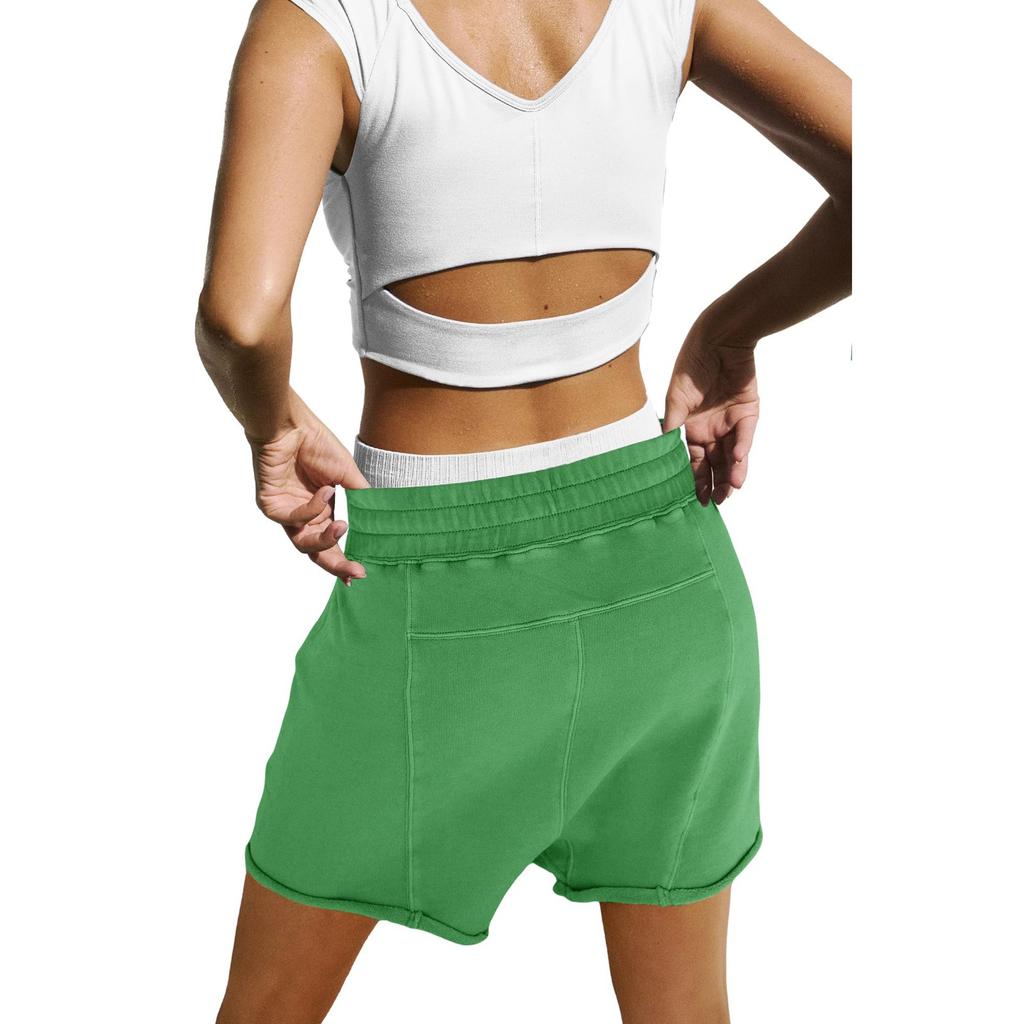 Pantalon taille haute pour femmes, couleur unie, tenues décontractées, short d'entraînement